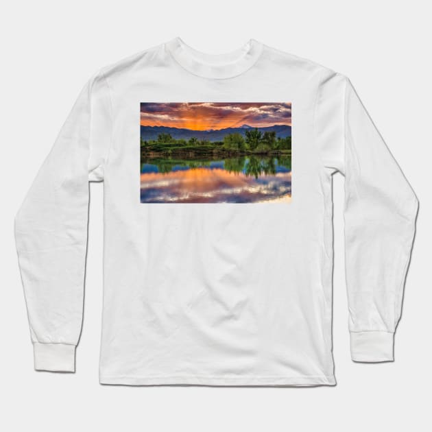 Sunset Sawhill Ponds Paintbrush Long Sleeve T-Shirt by nikongreg